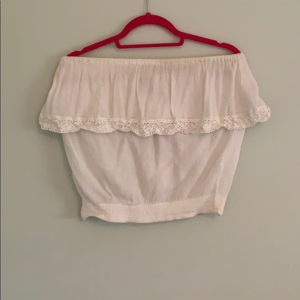 White Crochet-Lined Tube Top